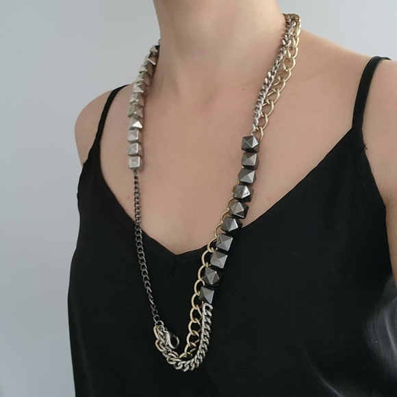 Guess layer choker necklace gold silver - Picture 3 of 5